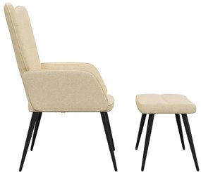 vidaXL Πολυθρόνα Relax Κρεμ Υφασμάτινη με Σκαμπό