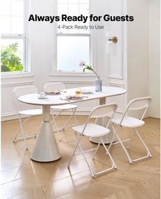 VEVOR 4 Pack Folding Chairs Portable Plastic Chairs with Heavy Duty Metal Frame