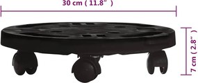 vidaXL Βάση Γλάστρας με Ρόδες Μαύρη Ø30 εκ. 170 κ.