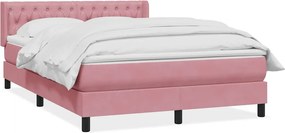 vidaXL Box Spring κρεβάτι με στρώμα ροζ 140x220 cm Βελούδινο