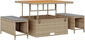 vidaXL Σετ Καναπέ Κήπου με μαξιλάρι 13 pcs Μπεζ συνθετικό ρατάν