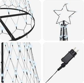 vidaXL LED Χριστουγεννιάτικο Δέντρο με βάση Ψυχρό λευκό 250 cm Μέταλλο