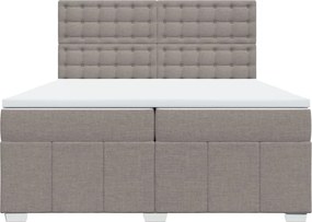 vidaXL Κρεβάτι Boxspring με Στρώμα Taupe 200x200 εκ. Υφασμάτινο