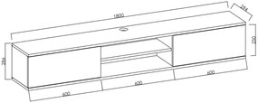 Ξύλινο Έπιπλο Τηλεόρασης BELLA Γκρι Μ180xΠ29.4x28.6