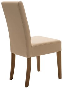Καρέκλα Ditta pakoworld PU μόκα-πόδι μασίφ ξύλο καρυδί - Ξύλο - 047-000031
