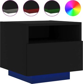 vidaXL Κομοδίνο με Φώτα LED Μαύρο 40 x 39 x 37 εκ.