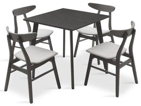 Tραπεζαρία Benson - Orlean σετ 5τμχ rustic grey - ύφασμα γκρι 80x80x75εκ Υλικό: RUBBER WOOD VENNER - FABRIC 200-000179