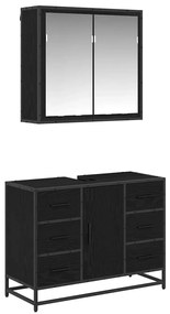 vidaXL Σετ Επίπλων Μπάνιου με συρτάρι 2 pcs Μαύρη δρυς 80 x 33 x 60 εκ