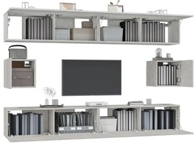 vidaXL Σετ Επίπλων Τηλεόρασης 6 Τεμαχίων Γκρι Σκυρ. Επεξεργασμένο Ξύλο
