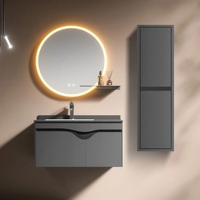 Martin Diva 80 Anthracite Plywood - Πάγκος με Νιπτήρα &amp; Καθρέπτη Led