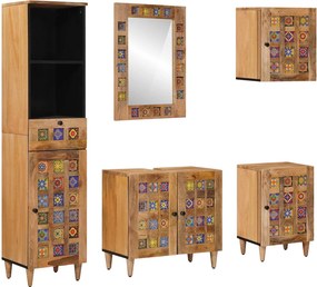 vidaXL Σετ Επίπλων Μπάνιου 5 τμχ. Φυσικό 38 x 33 x 160 εκ.