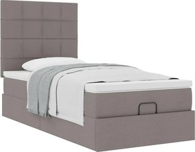 vidaXL Οθωμανικό κρεβάτι με στρώμα Taupe 90x190cm ύφασμα