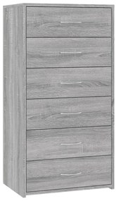 vidaXL Ντουλάπι με 6 Συρτάρια Γκρι Sonoma 50x34x96 εκ. Επεξεργ. Ξύλο