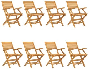 Καρέκλες Κήπου Πτυσσόμενες 8 τεμ. 55x62x90 εκ. Μασίφ Ξύλο Teak - Καφέ