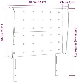 Κεφαλάρι με Πτερύγια Μαύρο 83x23x118/128 εκ. Βελούδινο - Μαύρο