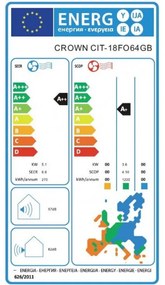 Κλιματιστικό Inverter Crown CIT-18FO64GB, 18000 ψύξη / θέρμανση BTU, A ++, Λευκό