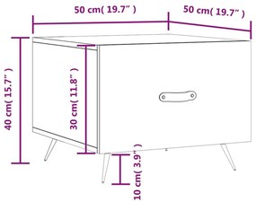 Τραπεζάκι Σαλονιού Καφέ Δρυς 50x50x40 εκ. Επεξεργασμένο Ξύλο - Καφέ