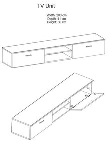 Σύνθετο σαλονιού Salome pakoworld LED wenge 200x41x190εκ