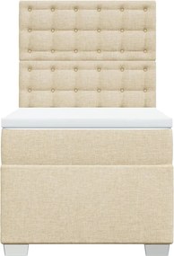 vidaXL Κρεβάτι Boxspring με Στρώμα Κρεμ 90x190 εκ.Υφασμάτινο