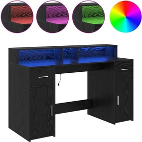 vidaXL Γραφείο με ράφι Μαύρη δρυς 140 x 55 x 91 εκ. Επεξεργασμένο ξύλο