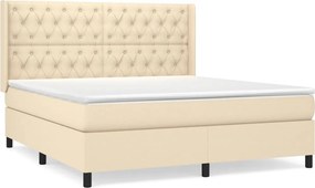 vidaXL Κρεβάτι Boxspring με Στρώμα Κρεμ 160x200 εκ. Υφασμάτινο