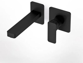 Eurorama Quadra Black Matt Μπαταρία Νιπτήρος Εντοιχισμού 2 Οπών