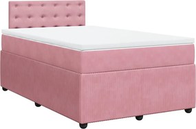 vidaXL Κρεβάτι Boxspring με Στρώμα Ροζ 120x200 εκ. Βελούδινο