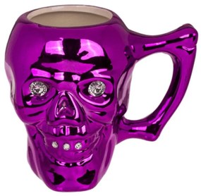 Κούπα Skull With Crystal Stones 78/8120 10x12cm Purple Αλουμίνιο,Πέτρα
