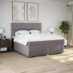 Κρεβάτι Boxspring με Στρώμα Taupe 180x200 εκ. Υφασμάτινο - Μπεζ-Γκρι