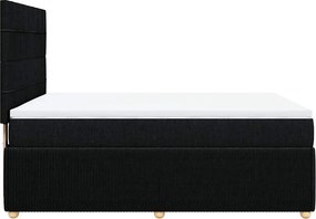 vidaXL Κρεβάτι Boxspring με Στρώμα Μαύρο 140x200 εκ. Υφασμάτινο