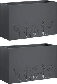 vidaXL Γλάστρα Κήπου 2 τμχ. Ανθρακί 80 x 20 x 49 εκ