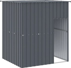 vidaXL Σπιτάκι Σκύλου με Οροφή Ανθρακί 165x153x181 εκ. Γαλβαν. Χάλυβας