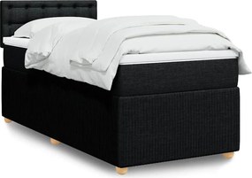 vidaXL Κρεβάτι Boxspring με Στρώμα Μαύρο 90x200 εκ. Υφασμάτινο