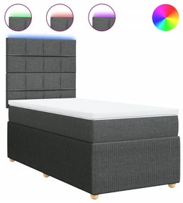 vidaXL Κρεβάτι Boxspring με Στρώμα Σκούρο Γκρι 90x190 εκ. Υφασμάτινο