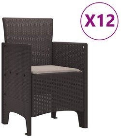 vidaXL Σετ Τραπεζαρίας Κήπου 13 κομμάτια με Μαξιλάρια Καφέ Συνθετικό Ρατάν
