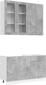 vidaXL Μονάδα κουζίνας LYON 4 pcs Γκρι Σκυροδέματος Επεξεργασμένο Ξύλο