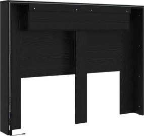 vidaXL Κεφαλάρι Ντουλάπι με LED Μαύρη Δρυς 140 x 16,5 x 103,5 cm