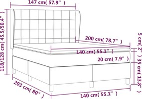 vidaXL Κρεβάτι Boxspring με Στρώμα Σκούρο Καφέ 140x200 εκ Υφασμάτινο