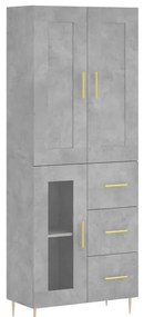 vidaXL Ντουλάπι Γκρι Σκυροδέματος 69,5x34x180 εκ. Επεξεργασμένο Ξύλο