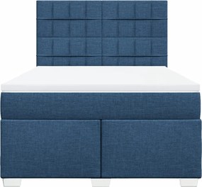 vidaXL Κρεβάτι Boxspring με Στρώμα Μπλε 140x190 εκ. Υφασμάτινο