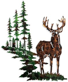Διακοσμητικό Τοίχου Deer 930DYU1216 65x79cm Multi-Green Wallity Μέταλλο