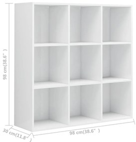Βιβλιοθήκη Γυαλιστερό Λευκό 98x29x97,5 εκ. Επεξεργασμένο Ξύλο - Λευκό