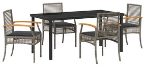 vidaXL Σέτ φαγητού για κήπο 5 pcs Γκρι συνθετικό ρατάν