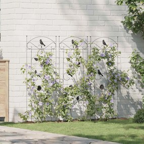 vidaXL Φράχτης Κήπου 3 pcs Μαύρο 110 x 40 cm Ατσάλι
