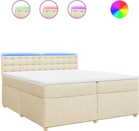 vidaXL Κρεβάτι Boxspring με Στρώμα Κρεμ 200x200 εκ. Υφασμάτινο