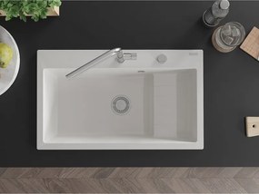 Mexen Omar νεροχύτης γρανίτης 1-διαμερίσματος 800 x 480 mm, λευκός, σιφόνι