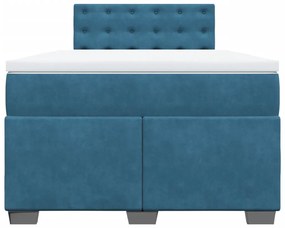 Κρεβάτι Boxspring με Στρώμα Μπλε 120x190 εκ. Βελούδινο - Μπλε