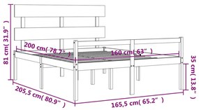 ΠΛΑΙΣΙΟ ΚΡΕΒΑΤΙΟΥ ΜΕ ΚΕΦΑΛΑΡΙ ΛΕΥΚΟ 160X200 ΕΚ. ΜΑΣΙΦ ΞΥΛΟ 3195362