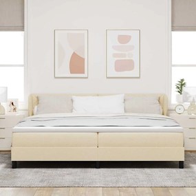 vidaXL Κρεβάτι με ελατήρια με στρώμα Κρεμ 200 x 200 cm ύφασμα