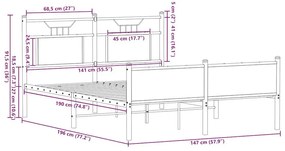 Πλαίσιο Κρεβατιού Χωρ. Στρώμα Sonoma Δρυς 140x190εκ. Επ. Ξύλο - Καφέ